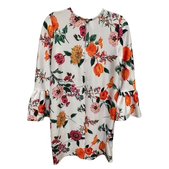 ASOS DESIGN Botanical Shift Mini Dress with Fluted Sleeves, Size 4 - Picture 16 of 16